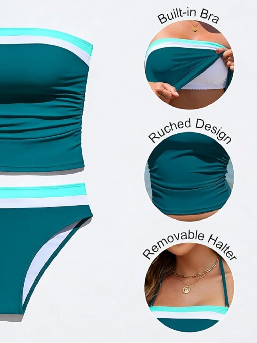 👙 Bandeau Tankini Swimsuit Set | Size Small | NWT 👙 - Picture 6 of 7